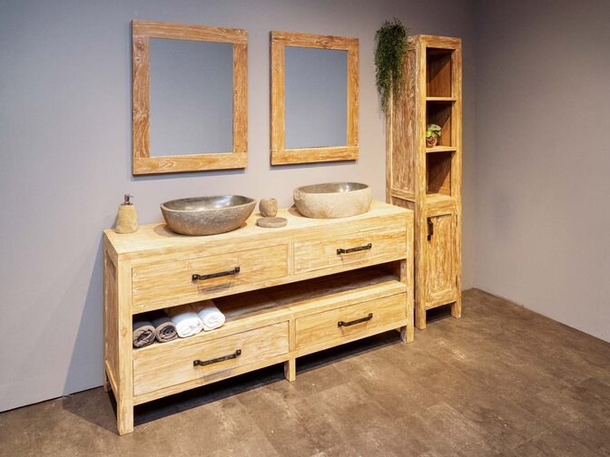 Badezimmermöbel-Set für 2 Personen 180 cm | White Wash