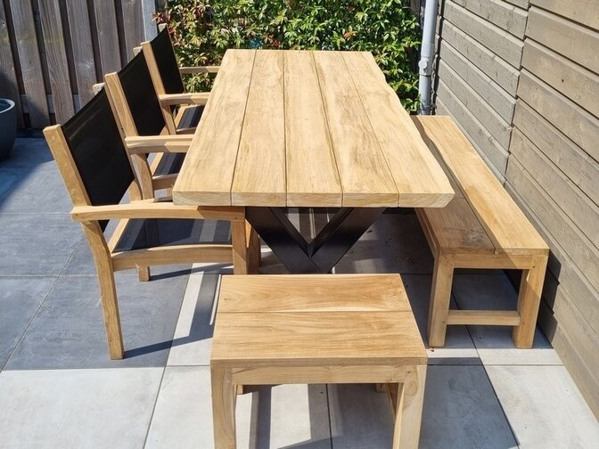 Teak-Baumstamm-Tischplatte 90x200 cm Outdoor
