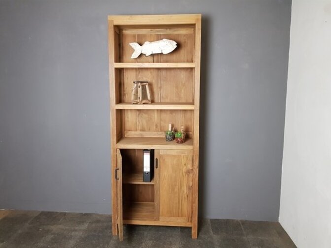 Teak-Bücherschrank 85×40×215 cm – Natur