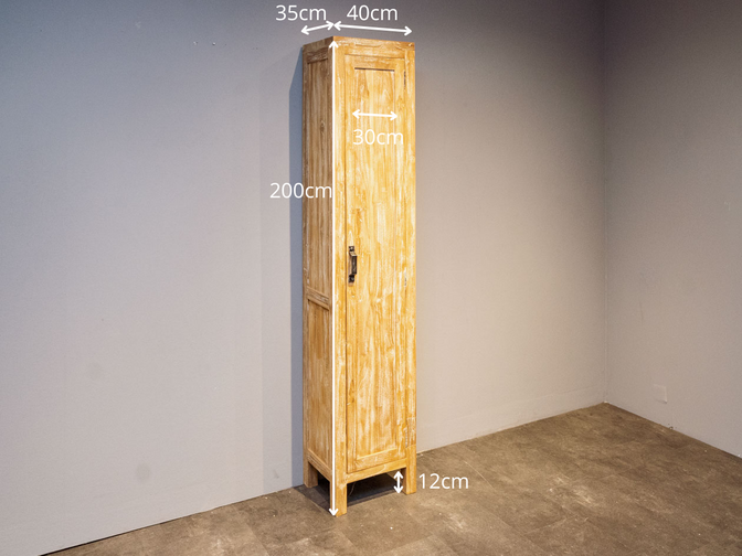 Badschrank 40x32x200cm - White Wash - 1 Tür