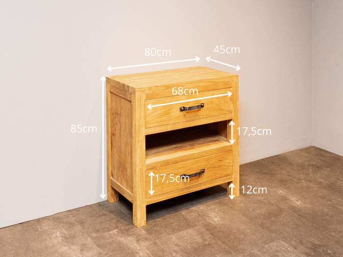 Badezimmerschrank aus Holz 80x45x85 cm – naturbelassen