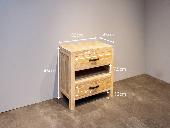 Badezimmerschrank Teak 80 x 45 x 85 cm – White Wash