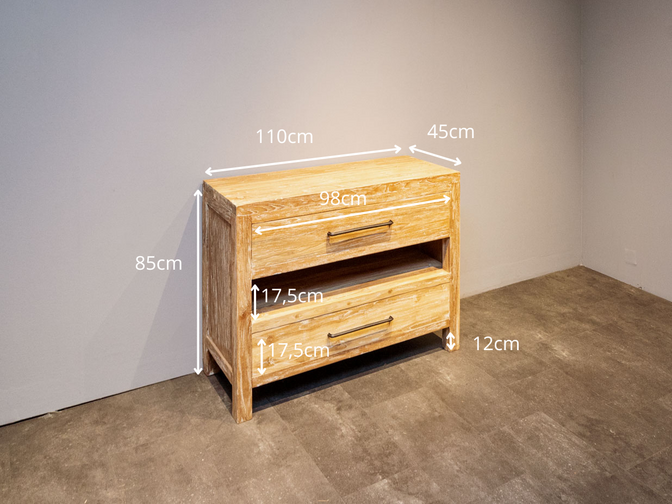 Badezimmerschrank aus Teakholz 110x45x85 cm – White Wash