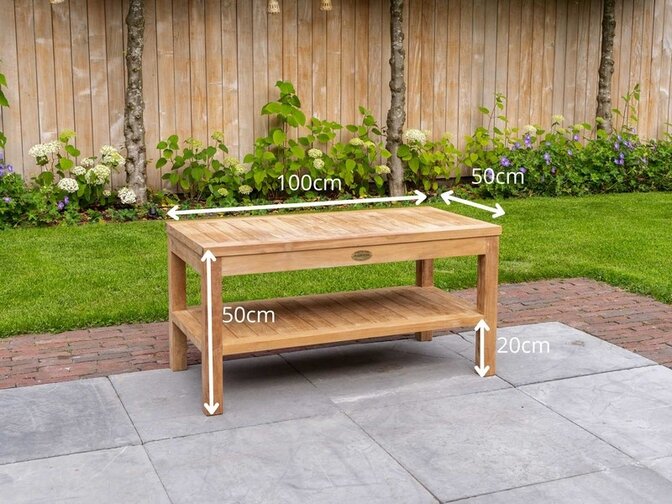 Teak-Beistelltisch Roma 100x50x50cm