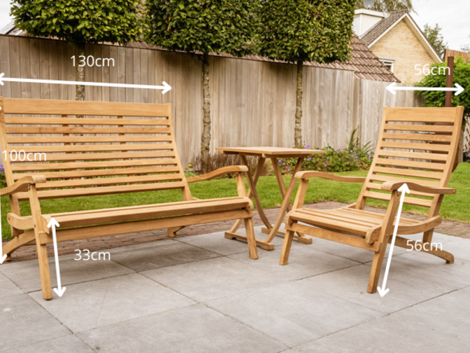 Teak Loungeset Dicaprio zusammenklappbar