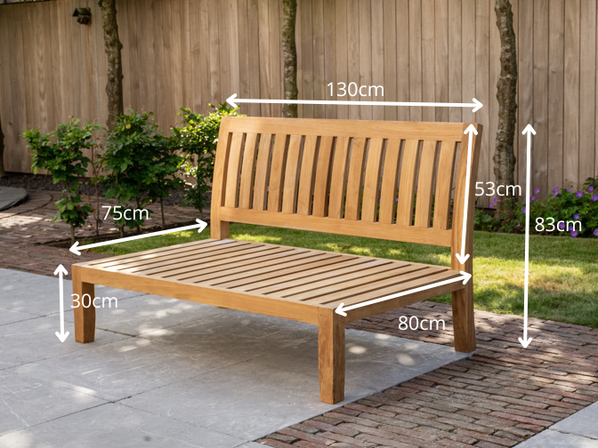 Teak-Loungebankmodul New Ibiza 130 cm