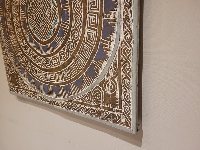 Wanddekoration mit Holzschnitzereien  100 x 100 cm