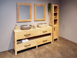 Badezimmermöbel-Set für 2 Personen 180 cm | White Wash