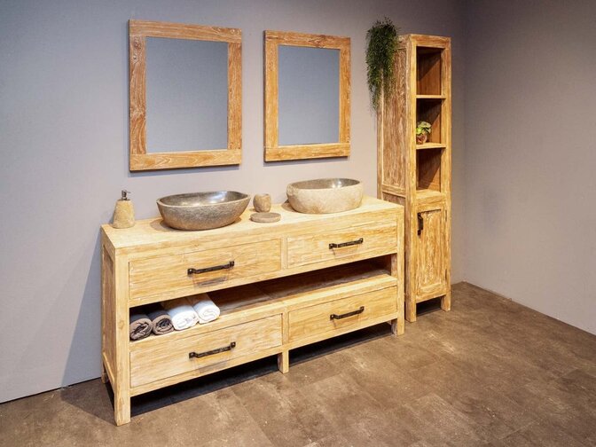Badezimmermöbel-Set für 2 Personen 180 cm | White Wash
