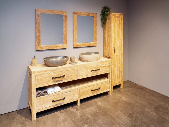 Badezimmermöbel-Set für 2 Personen 180 cm | White Wash