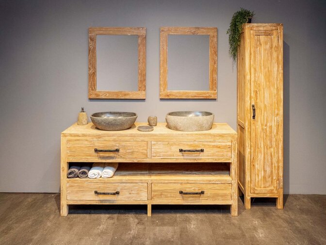 Badezimmermöbel-Set für 2 Personen 180 cm | White Wash