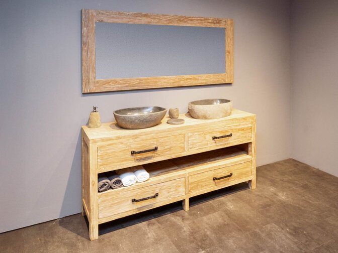Badmöbel-Set aus Holz 180 cm – White Wash