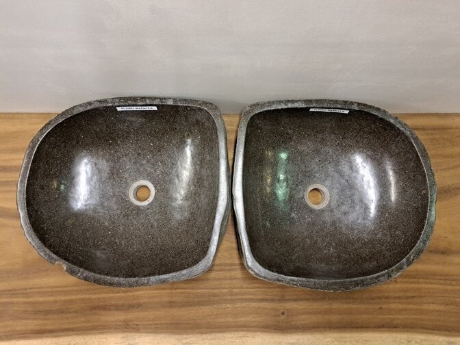 2 Flusssteinwaschbecken - 46x43x15cm - FL22863