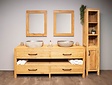 Badmöbel-Set 200 cm naturfarben inkl. Schrank Spiegeln und Waschbecken