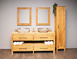 Badezimmermöbel-Set 180 cm Natur inkl. Schrank Spiegel und Waschbecken
