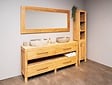 Badezimmermöbel-Set aus Holz 180 cm Natur inkl. Schrank Spiegel und Waschbecken