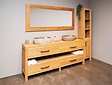 Badezimmermöbel-Set aus Holz 200 cm Naturfarbe inkl. Schrank Spiegel und Waschbecken