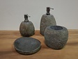 Badezimmermöbel-Set aus Holz 200 cm Naturfarbe inkl. Schrank Spiegel und Waschbecken