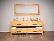 Badezimmermöbel-Set 200 cm Naturfarbe inkl. Spiegel und Waschbecken