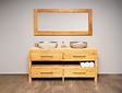 Badezimmermöbel-Set 180 cm Naturfarbe inkl. Spiegel und Waschbecken