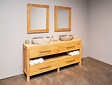 Badezimmermöbel-Set 180 cm Naturfarbe inkl. Spiegel und Waschbecken