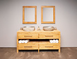 Badezimmermöbel-Set 180 cm Naturfarbe inkl. Spiegel und Waschbecken