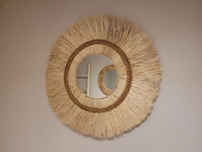 Runder Spiegel 110 cm – Gracio – Abaca-Rahmen