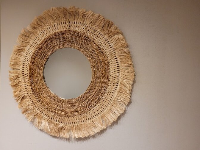 Runder Spiegel 110 cm - Bella Vista - Abaca-Rahmen