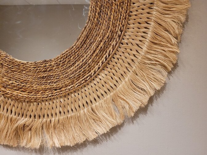 Runder Spiegel 110 cm - Bella Vista - Abaca-Rahmen