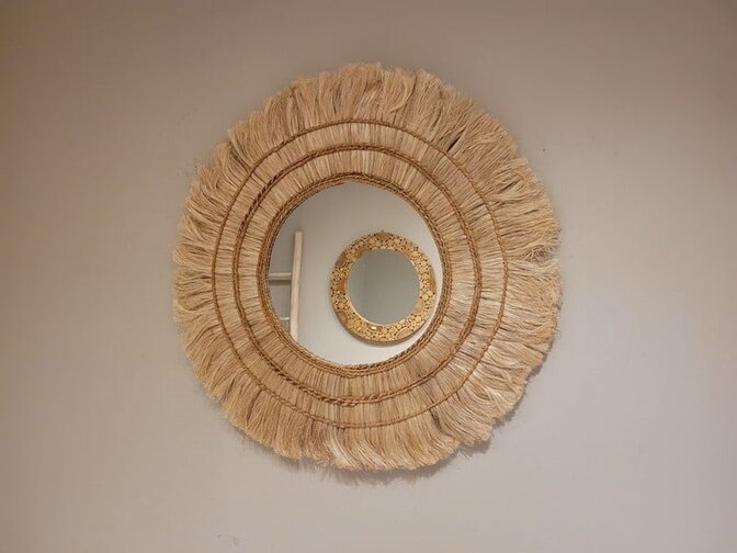 Runder Spiegel 105 cm - Mastella - Abaca-Rahmen