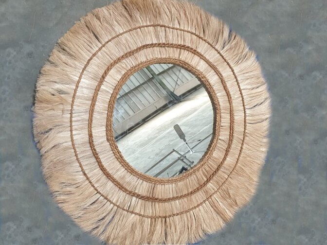 Runder Spiegel 105 cm - Mastella - Abaca-Rahmen