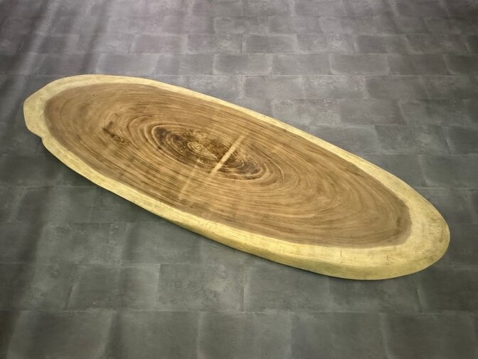 Ovale Suar-Baumstammtischplatte  90 x 290 cm CA06-224
