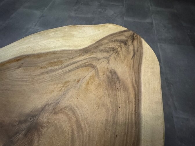 Ovale Baumstammtischplatte 105 x 325 cm CA01-224