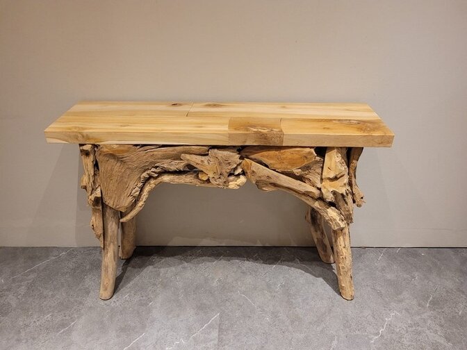 Teak-Beistelltisch – Wandtisch 120 x 32 x 80 cm