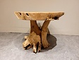 Runder Couchtisch 60 x 45 cm - Teakholz aus Wurzelholz