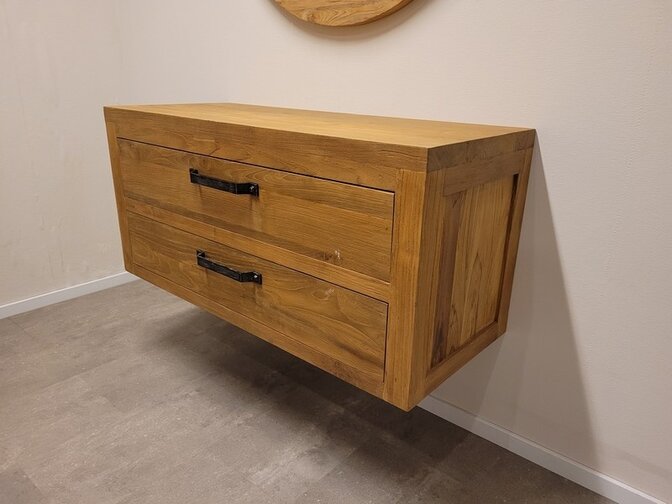 Hängender Waschtisch 110 x 45 x 50 cm – Naturfarbe
