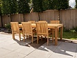 Teak-Gartentisch Verona 250 mit 6 stapelbaren Stühlen Torino Verti