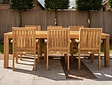 Teak-Gartentisch Verona 250 mit 6 stapelbaren Stühlen Torino Verti