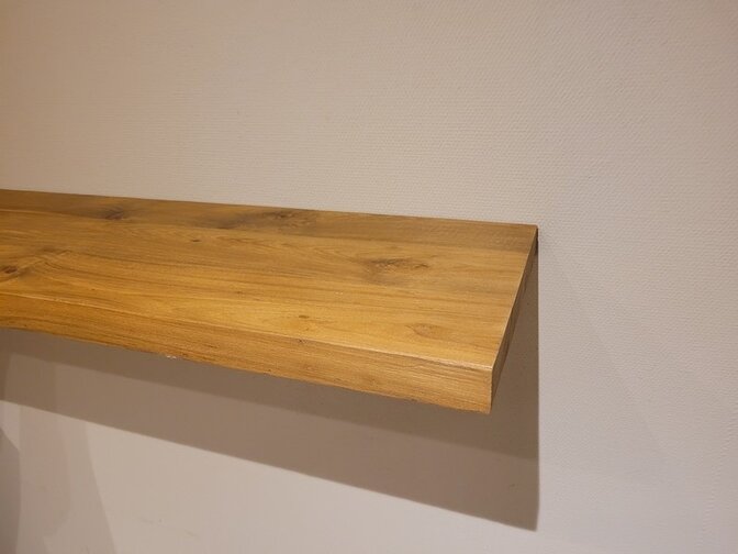 Teak-Schweberegal 210x25x3,5 cm – Natur