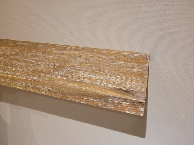 Teak-Schweberegal 160x25x3,5 cm – White Wash
