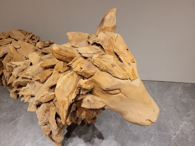 Stehende Schaf-Skulptur aus Treibholz