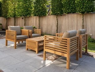 Loungeset Palermo mit Polstern 4 Personen Teak