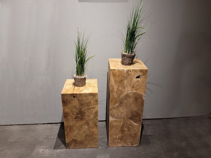 Teak-Holzkubus – Säule 30x30x80 cm – RI2311-03