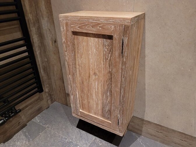 Teak-Waschtischunterschrank 40 x 22 x 71 cm – White Wash
