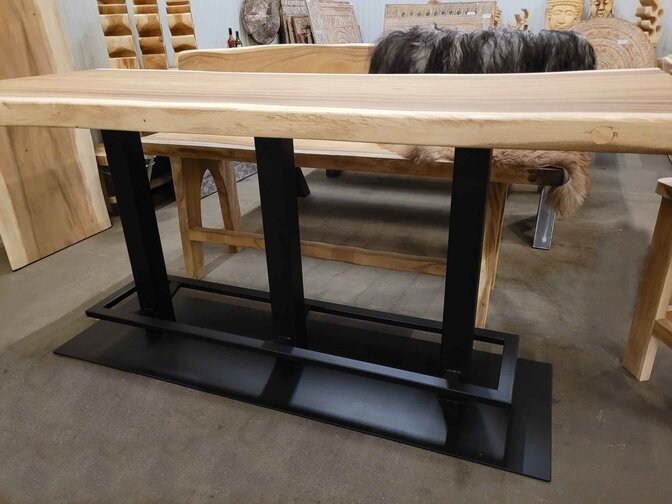 Stehtischbein mit Fußstütze 200x60x100cm - schwarz
