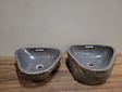 2 Flusssteinwaschbecken 47x43x15cm FL21324