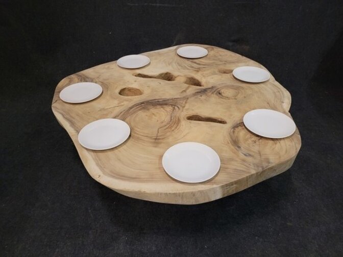 Suar-Baumstammtischplatte -Tisch 155/180 cm CA74-2224