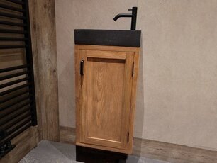 Waschbeckenunterschrank aus Teakholz mit Waschbecken komplett – Natur