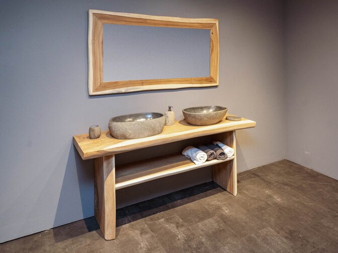 Suar Badezimmermöbel-Set 180 cm inkl. Spiegel & Waschbecken