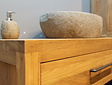 Teak Badmöbel-Set 60 cm naturfarben mit Spiegel und Waschbecken